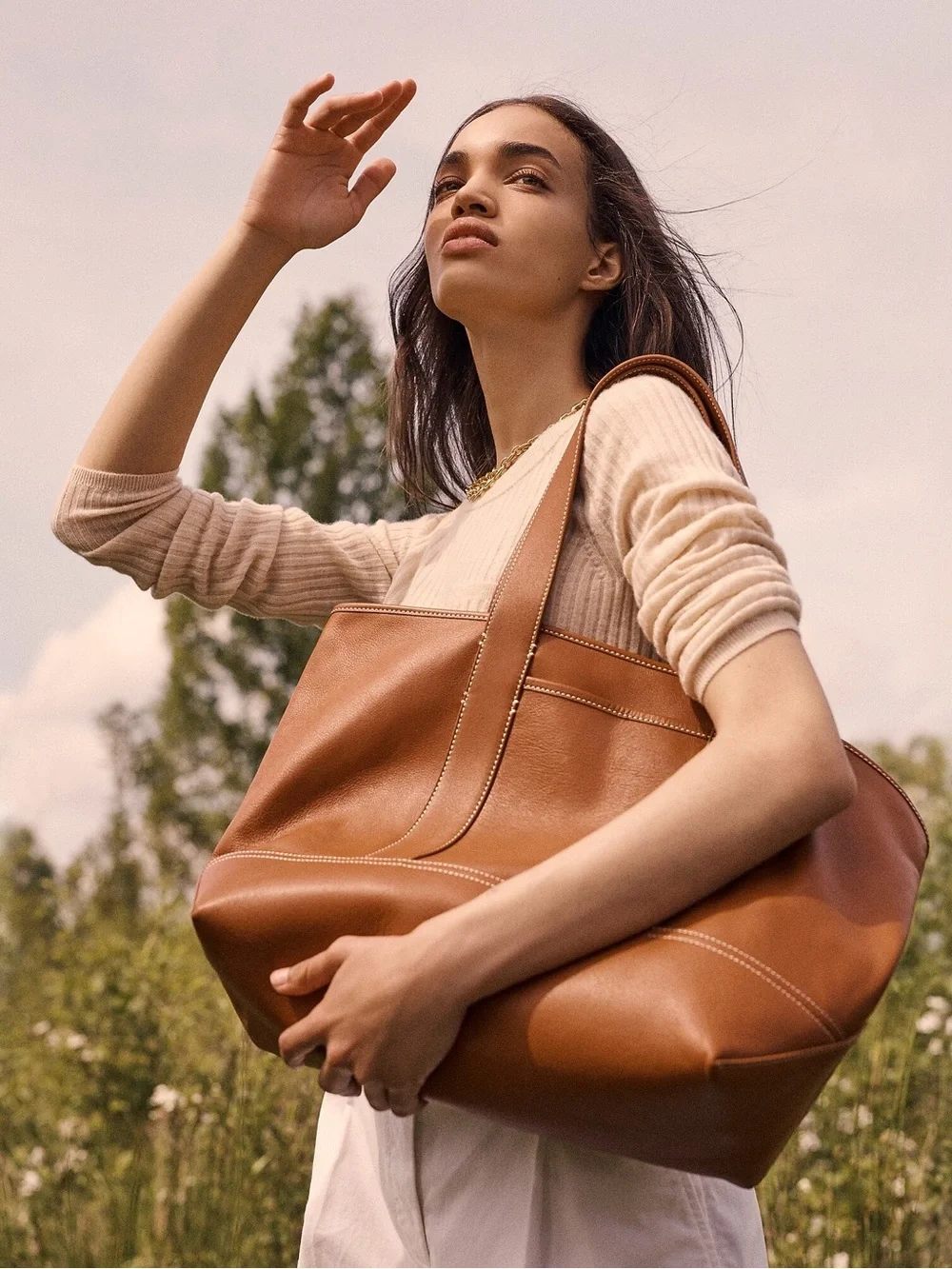 J. Crew Medium Montauk Leather Tote Bag in Rich Oak - Picture 7 of 16
